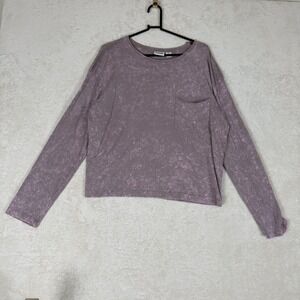 NOISY MAY Purple Tie Dye Long Sleeve Pocket T Shirt Size XL Lounge Relaxed Fit